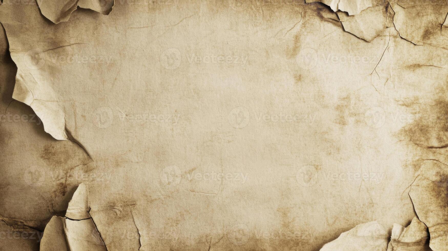 Torn and Faded Old Paper Texture with a Blank Space in the Center photo