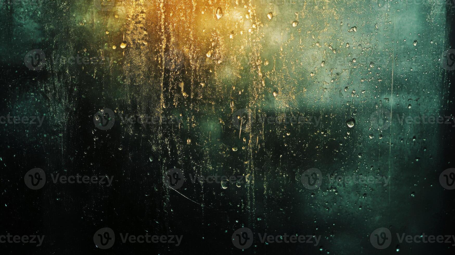 Raindrops on a Windowpane with a Golden Glow photo