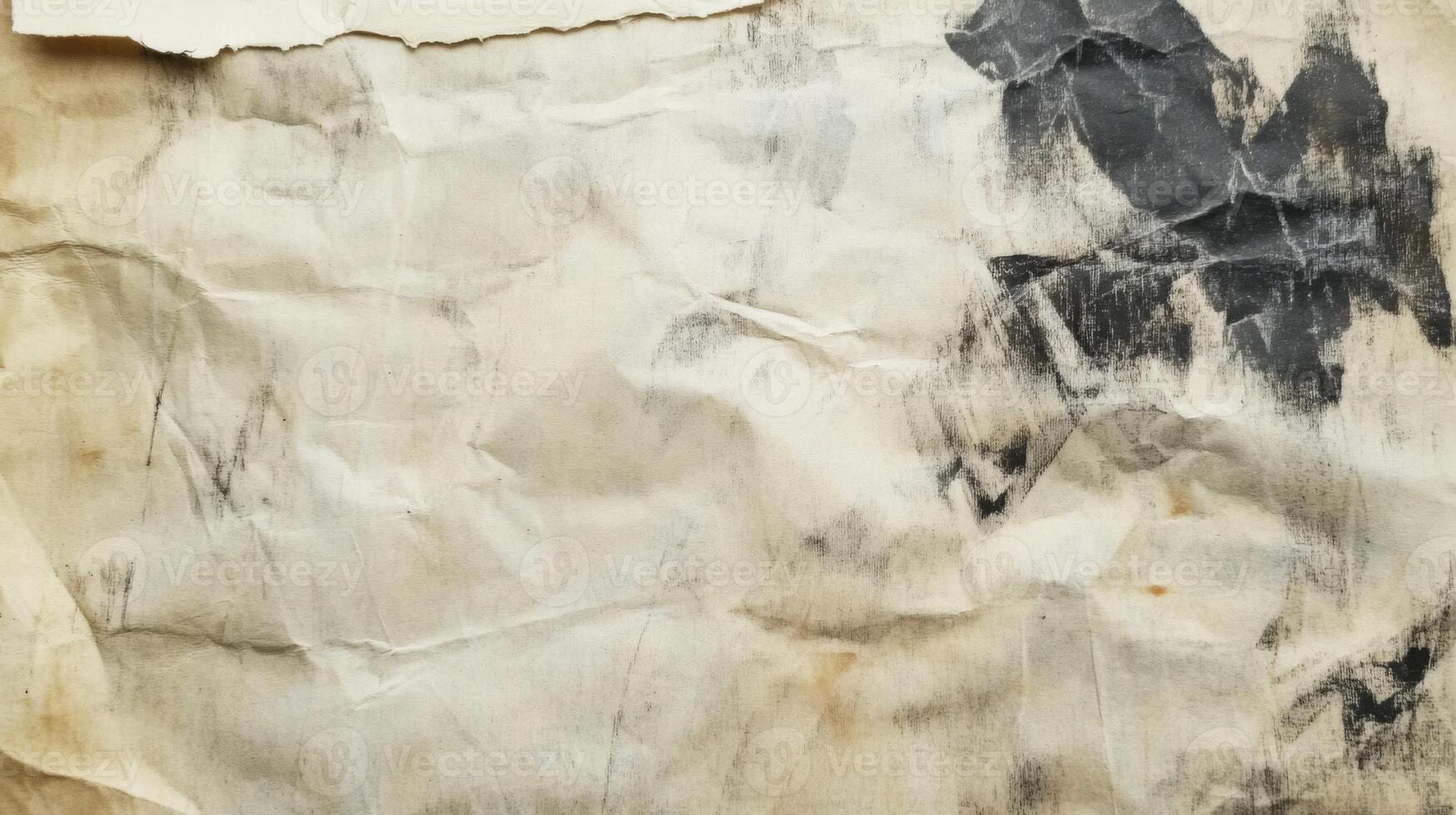 Crumpled Paper with Black Ink Splatter photo