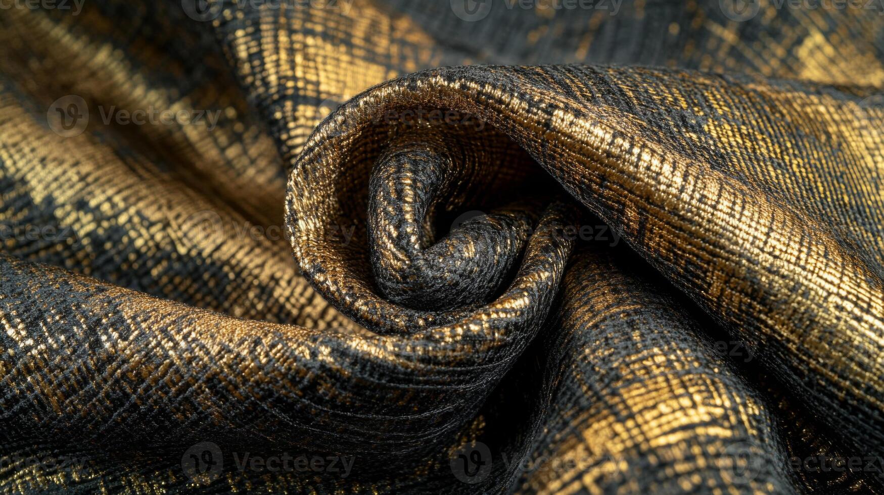 Black and Gold Fabric with a Geometric Pattern photo