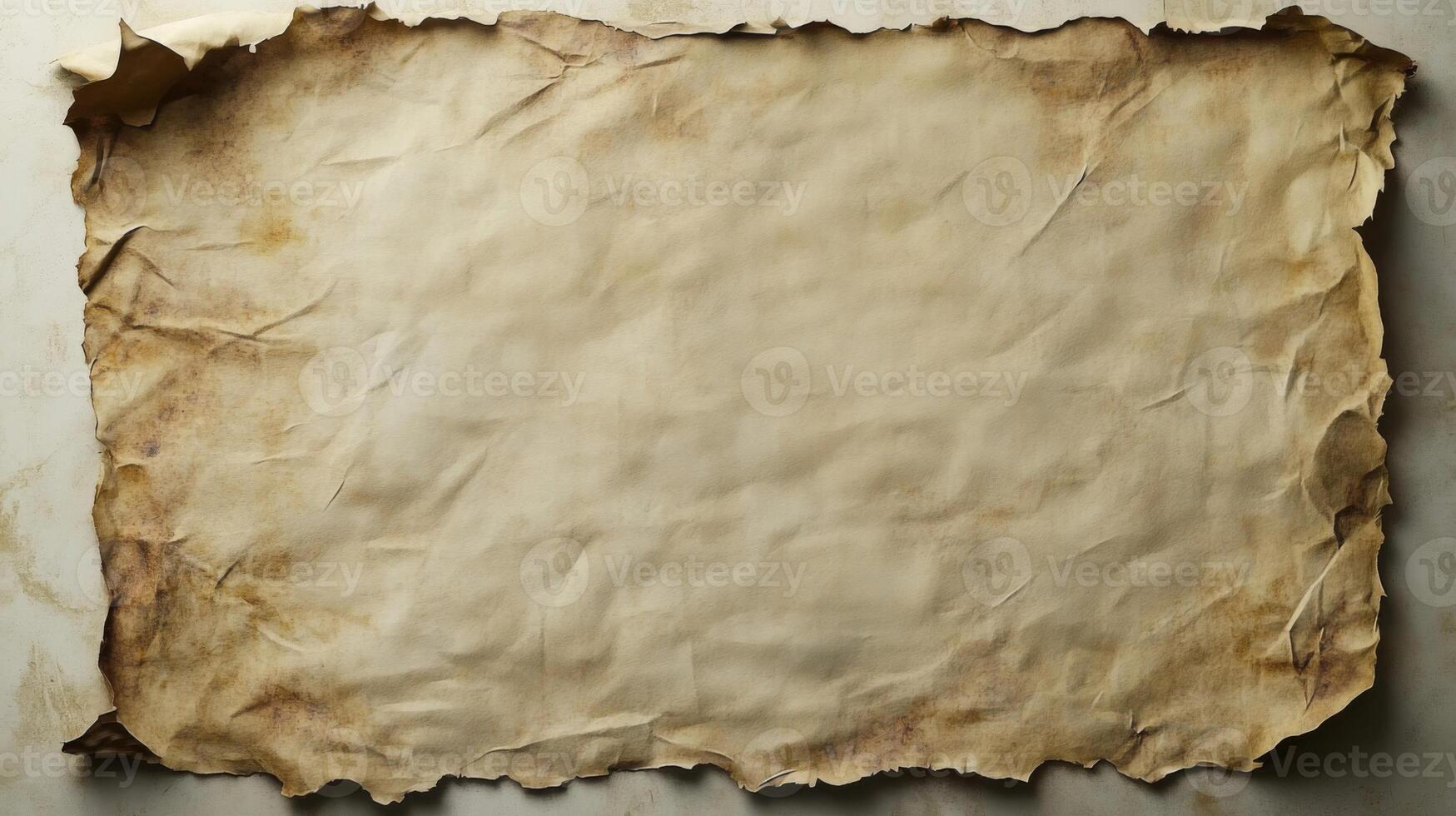 Wrinkled, Aged, and Burned Parchment Paper photo