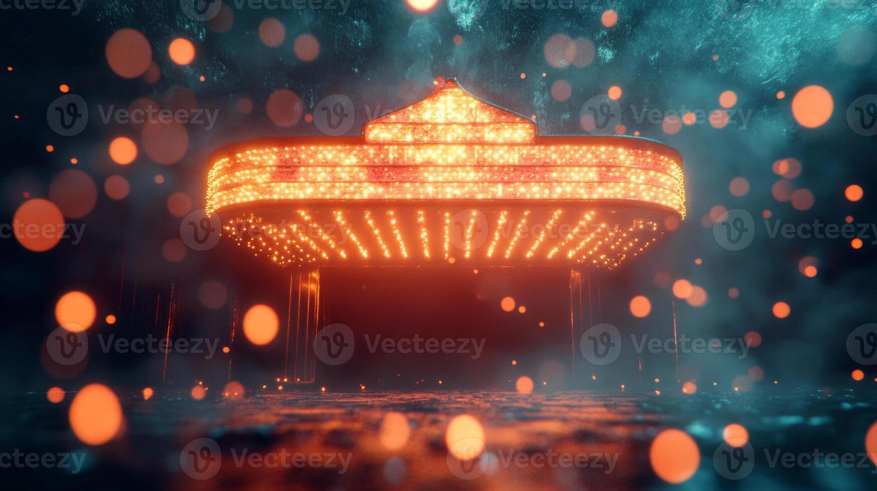 Illuminated Stage Structure with Bokeh Lights photo