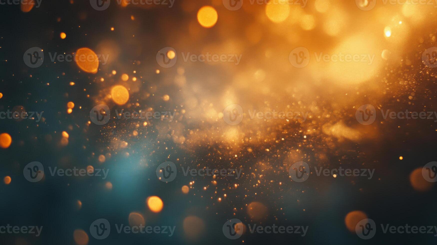 Abstract Background with Golden Bokeh and Dust Particles photo