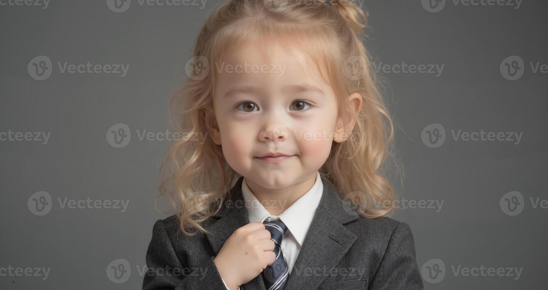 Zoe - Confident Blonde Toddler Girl in Business Suit, Little Professional photo