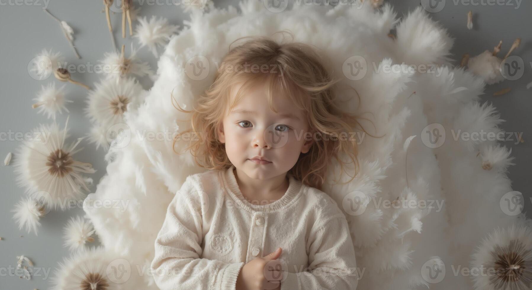 Zoe - Ethereal Blonde Toddler Girl with Dandelions, Dreamy Portrait photo
