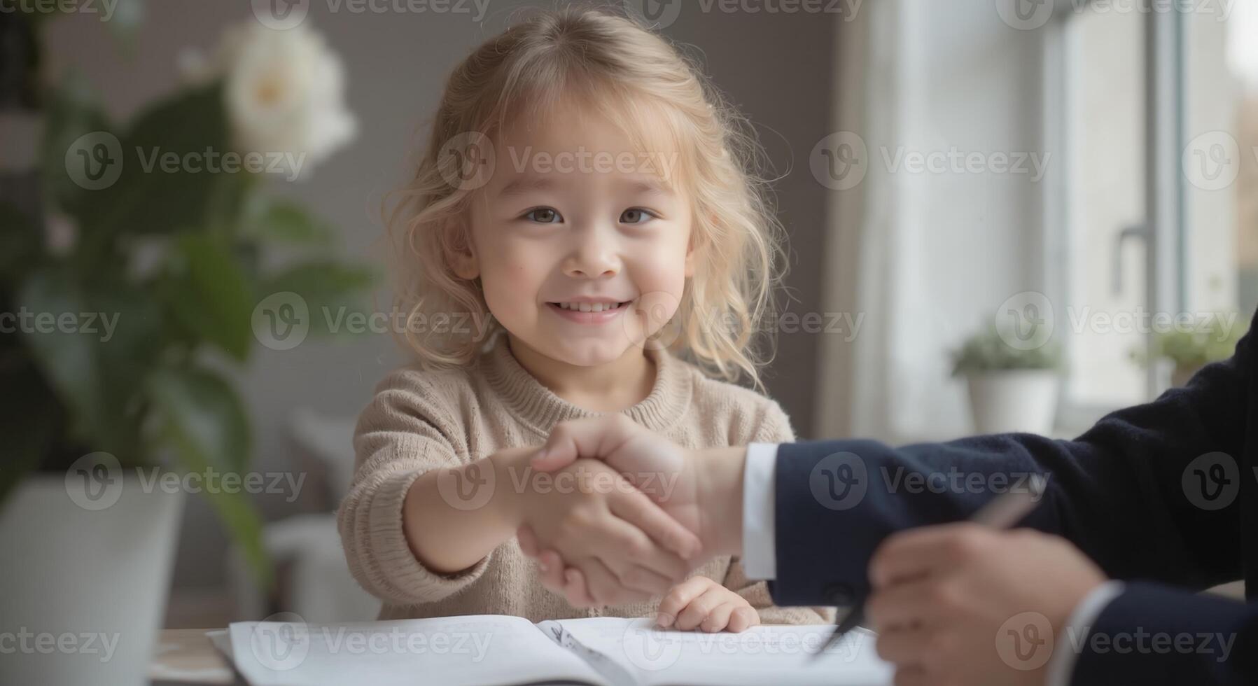 Zoe - Focused Blonde Toddler Girl at Desk, Little Learner photo