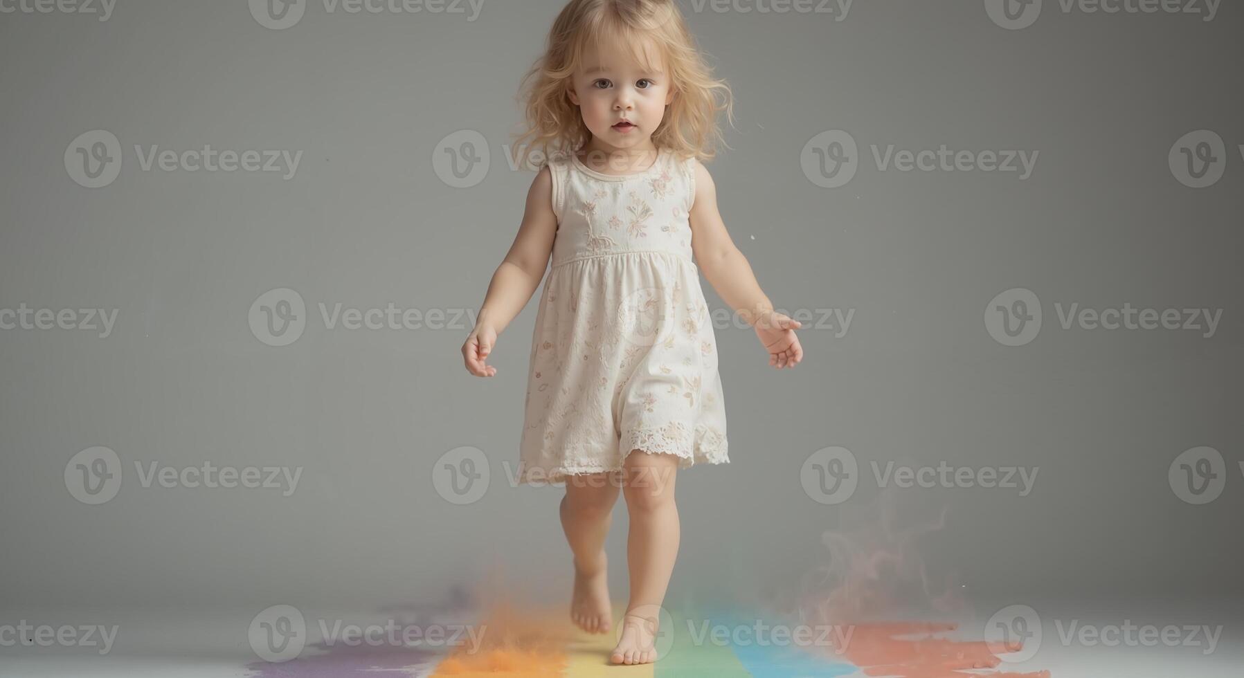 Zoe - Angelic Blonde Toddler Girl in White Dress, Ethereal Innocence photo