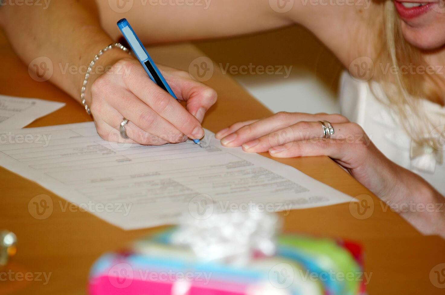 Signing the wedding contract photo