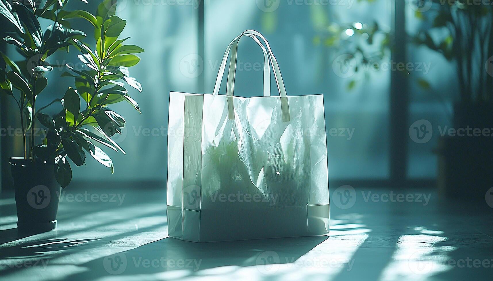Shopping bag with leaf handle, nature decoration elegance generated by AI photo