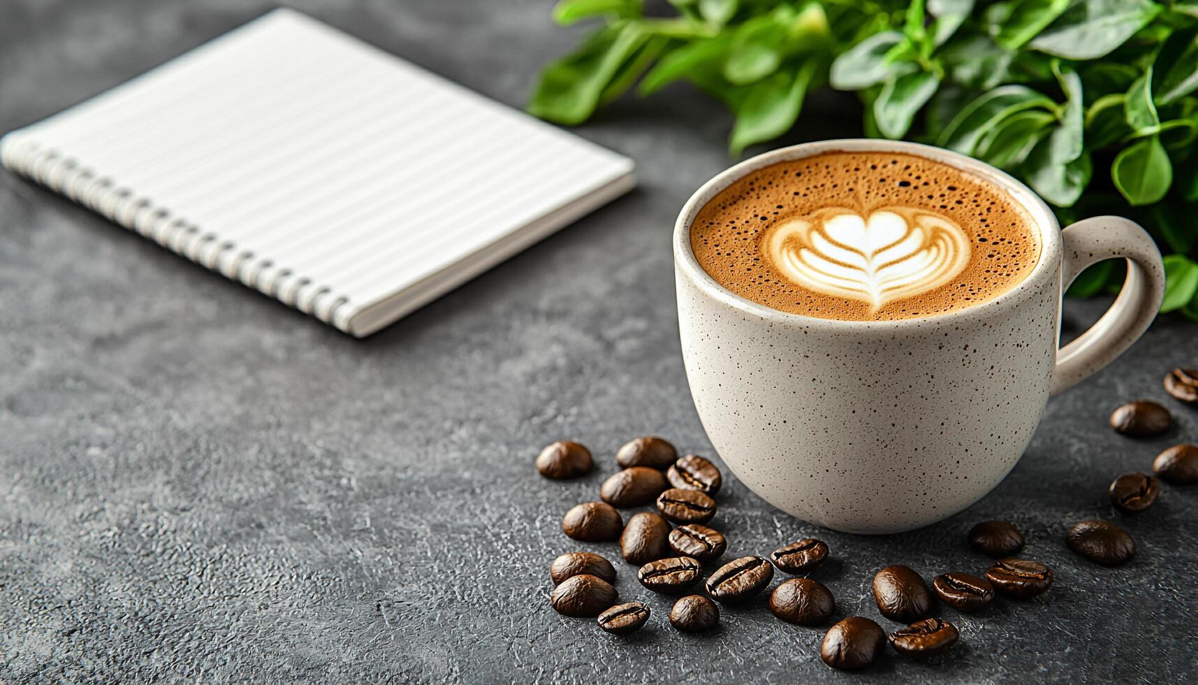 Coffee cup on table, heart shape frothy drink generated by AI photo