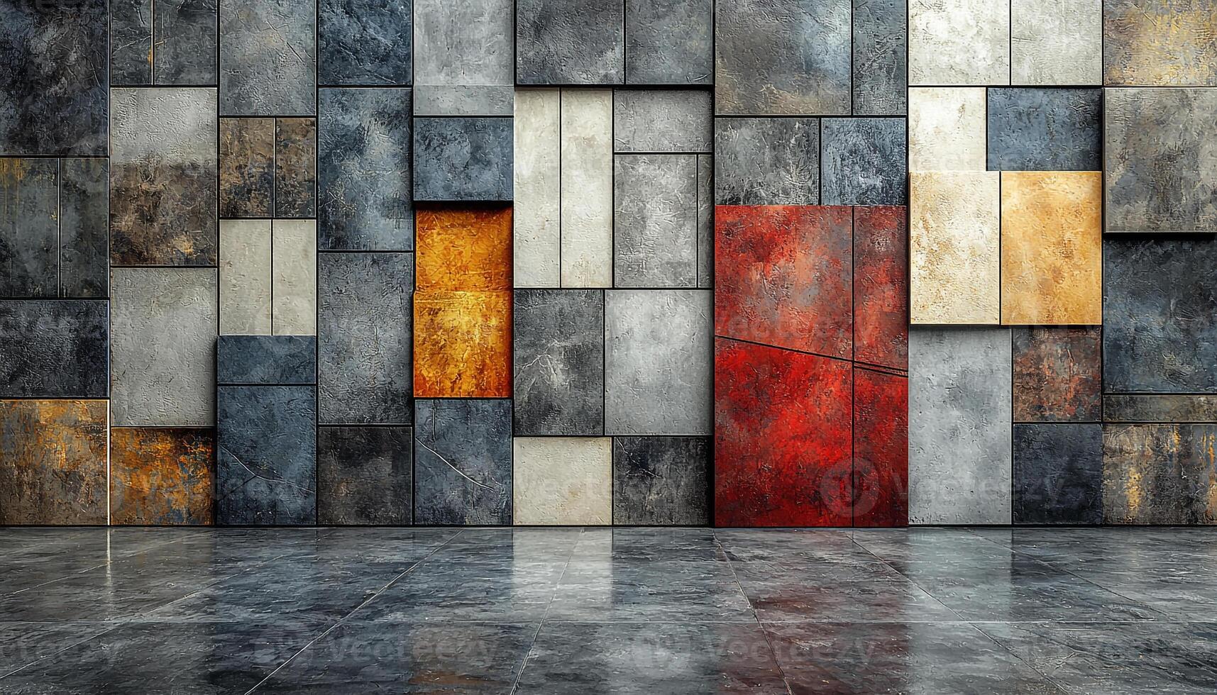 Modern architecture with concrete flooring and old brick walls generated by AI photo