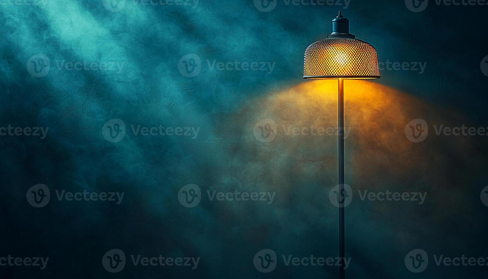 Glowing electric lamp illuminates dark night indoors generated by AI photo