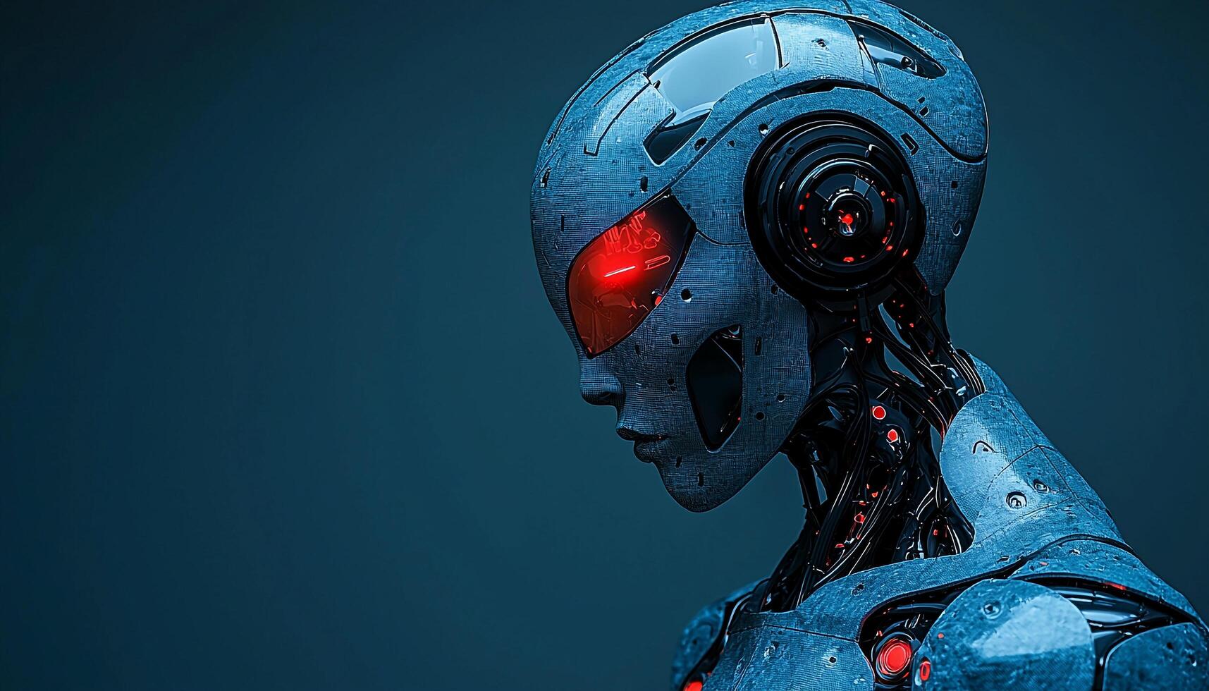 Futuristic robot cyborg technology men portrait science generated by AI photo