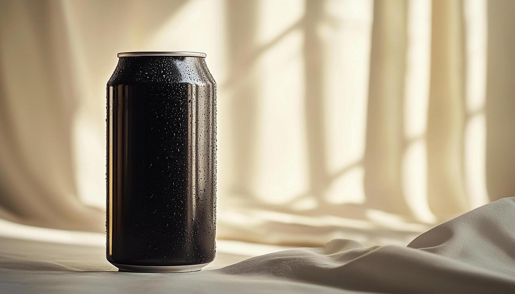 Refreshing soda in glass bottle on wet table generated by AI photo