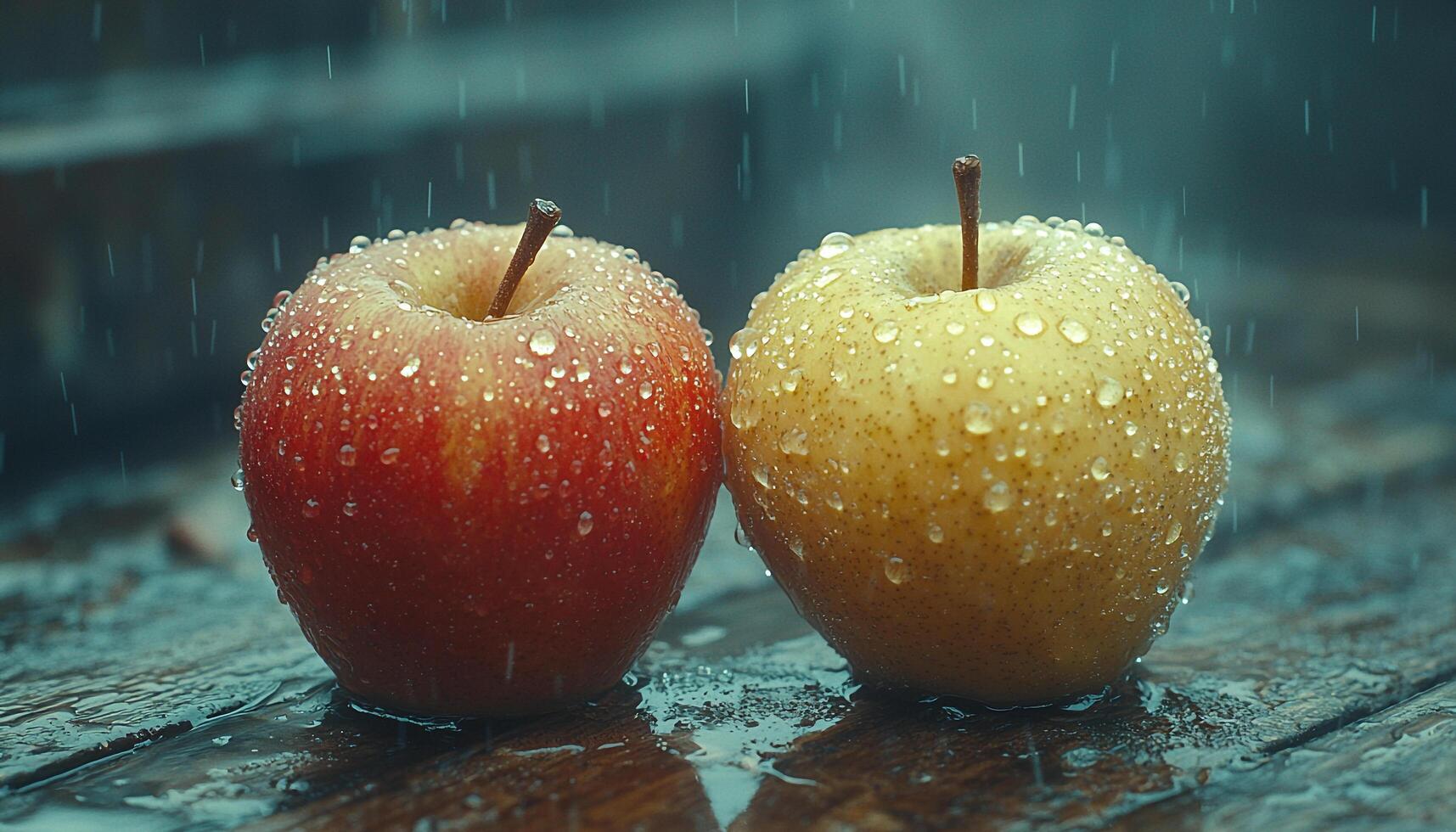 Fresh apple drop, wet nature, ripe organic snack generated by AI photo