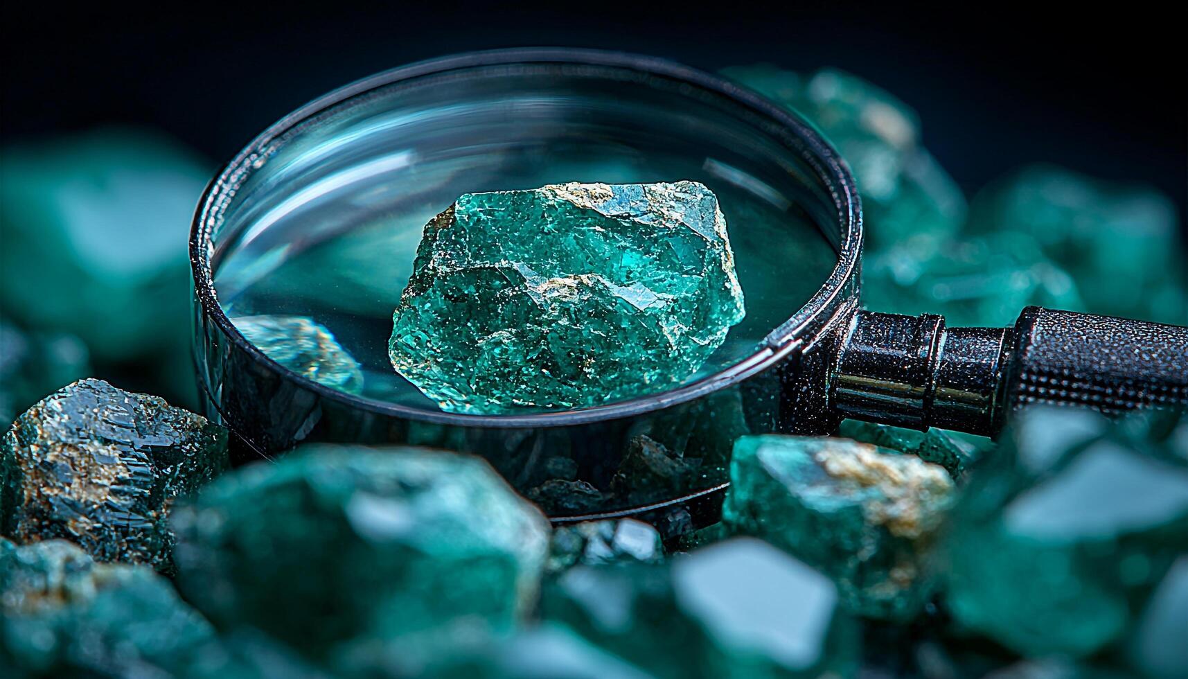 Shiny crystal gemstone mining industry exploration research tool generated by AI photo