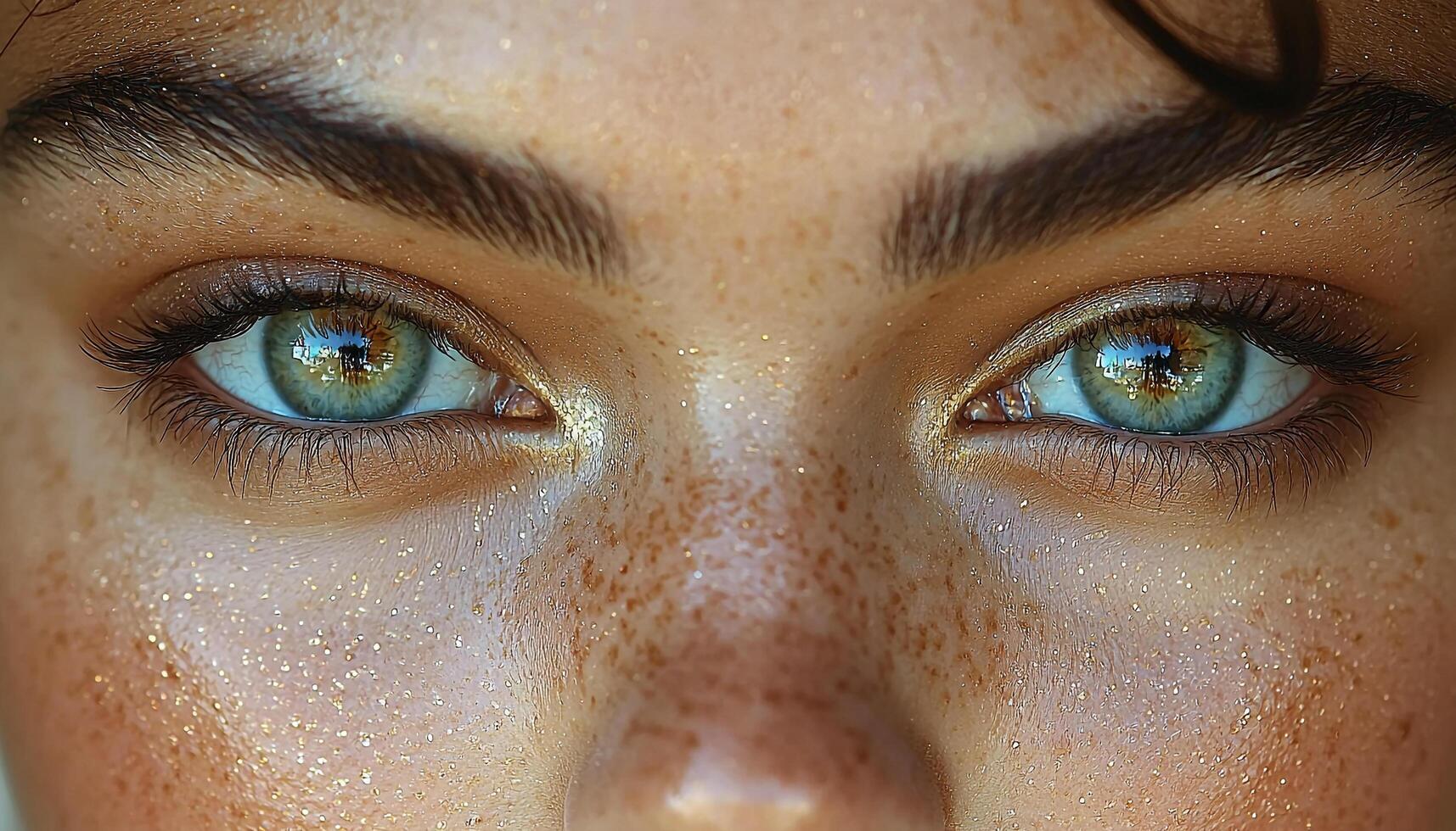 Beautiful woman staring at camera with wet eyes generated by AI photo