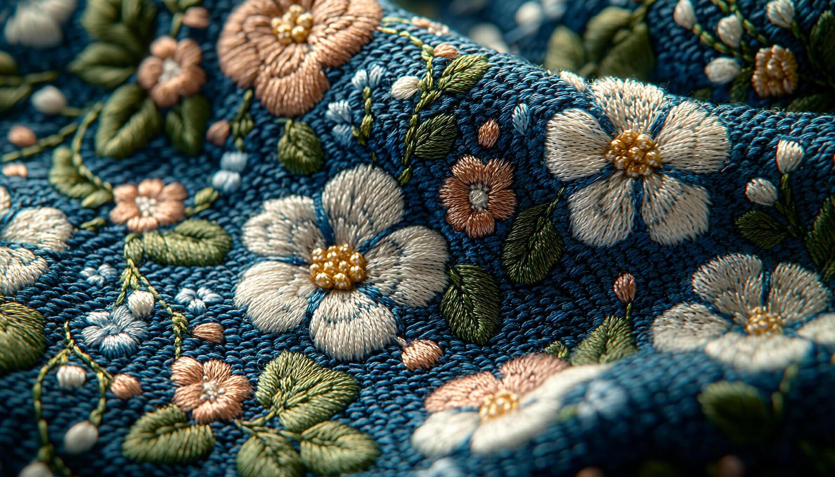 Floral pattern embroidery, silk, luxury, vibrant color generated by AI photo