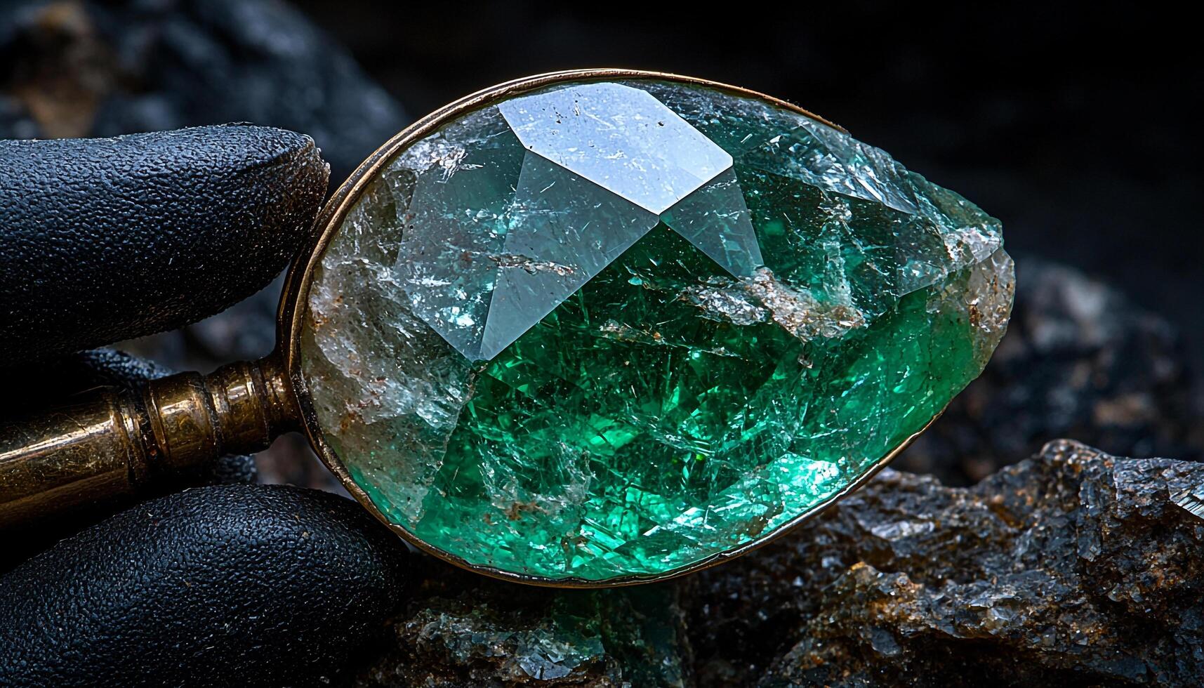 Shiny gemstone reflects wealth in nature beauty generated by AI photo