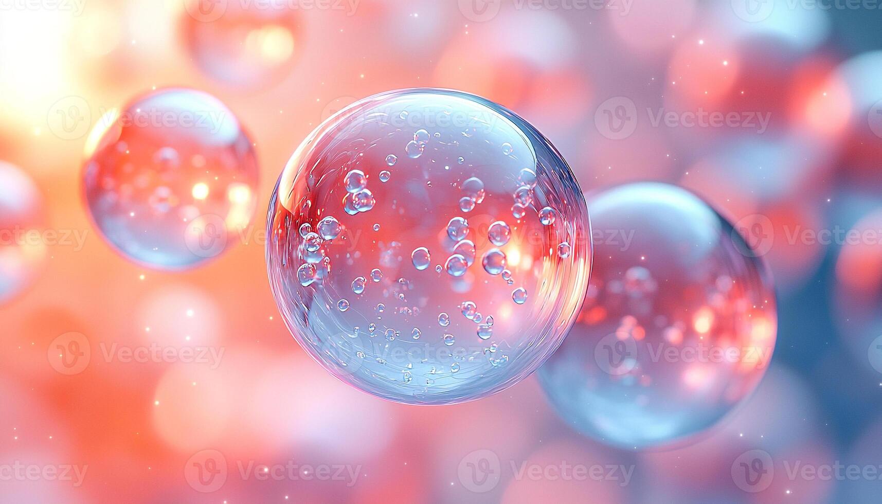 Bright sphere of water reflects nature beauty in motion generated by AI photo