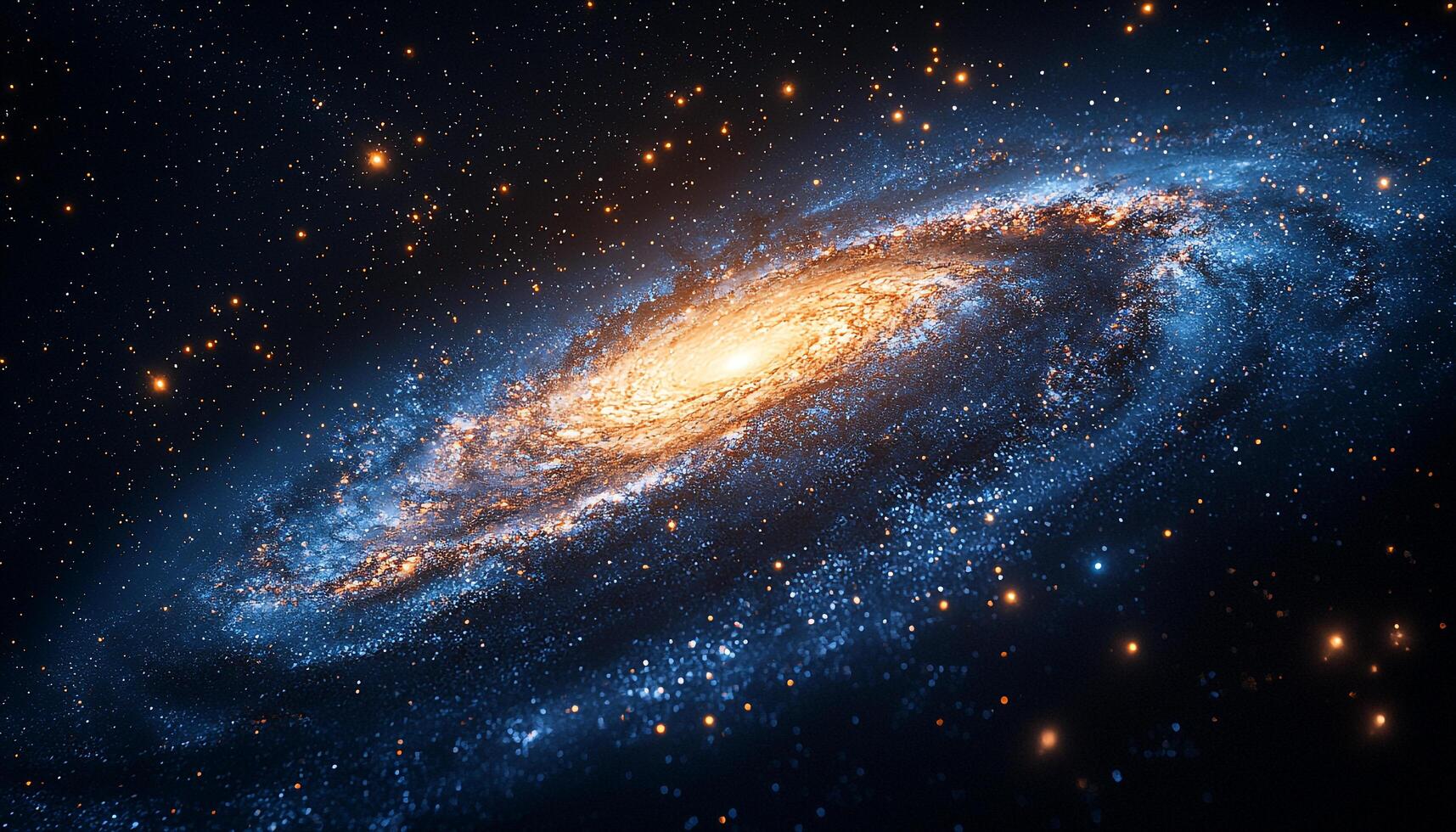 Glowing star orbiting dark planet in vibrant galaxy generated by AI photo
