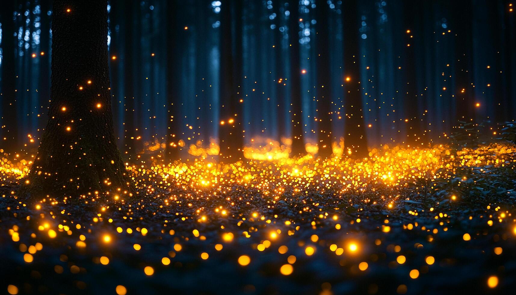 Glowing celebration night backdrop shiny illuminated defocused bright decoration generated by AI photo