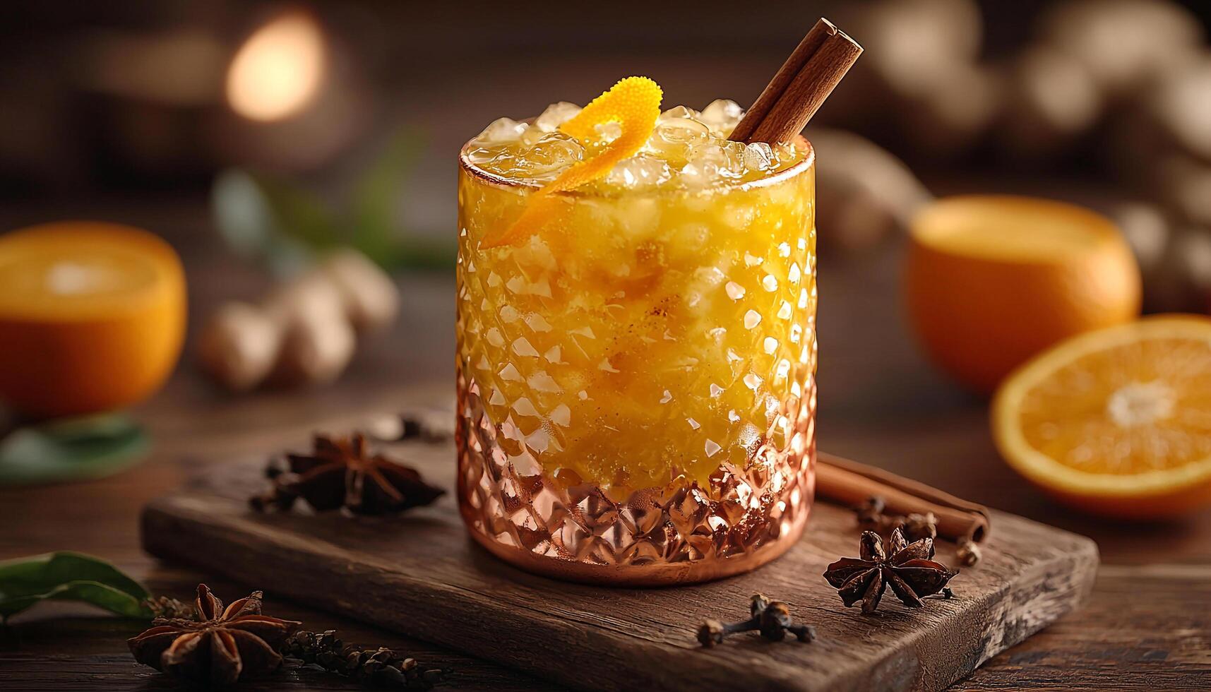 Fresh citrus fruit cocktail on rustic wooden table generated by AI photo