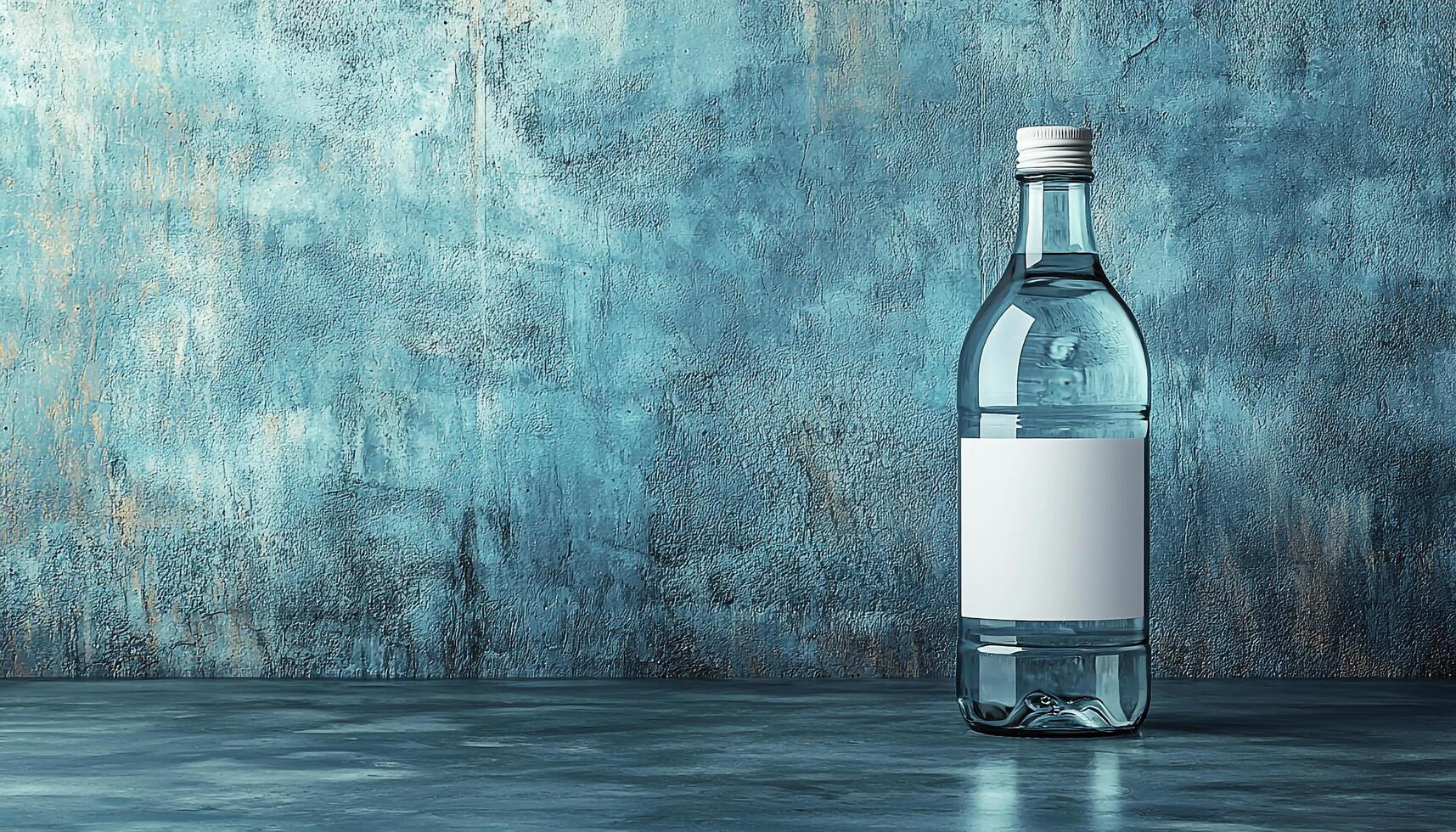 Glass bottle filled with fresh liquid on table generated by AI photo