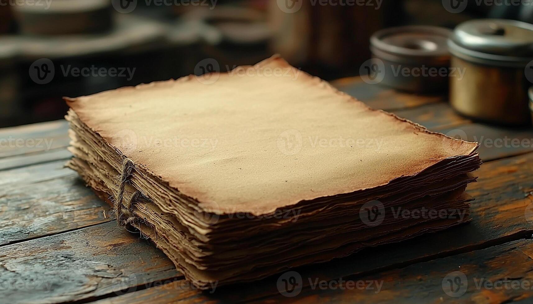 Ancient book collection on rustic wooden table indoors generated by AI photo