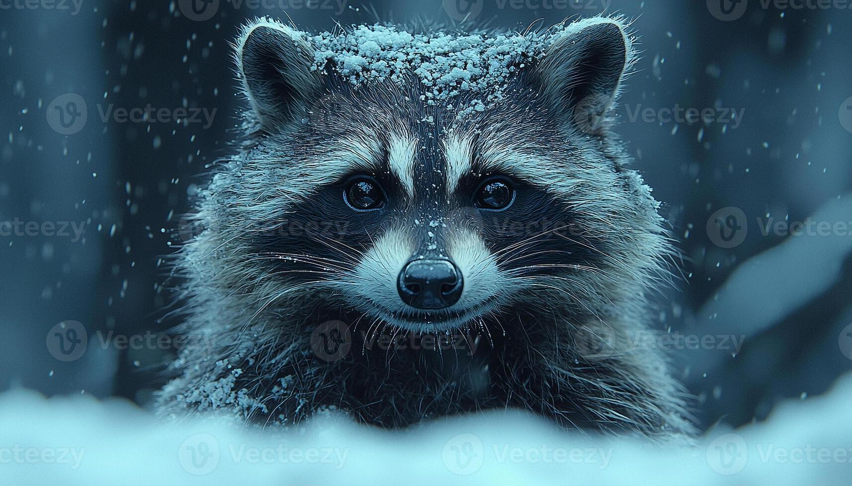 Cute puppy in snow looking at camera portrait generated by AI photo