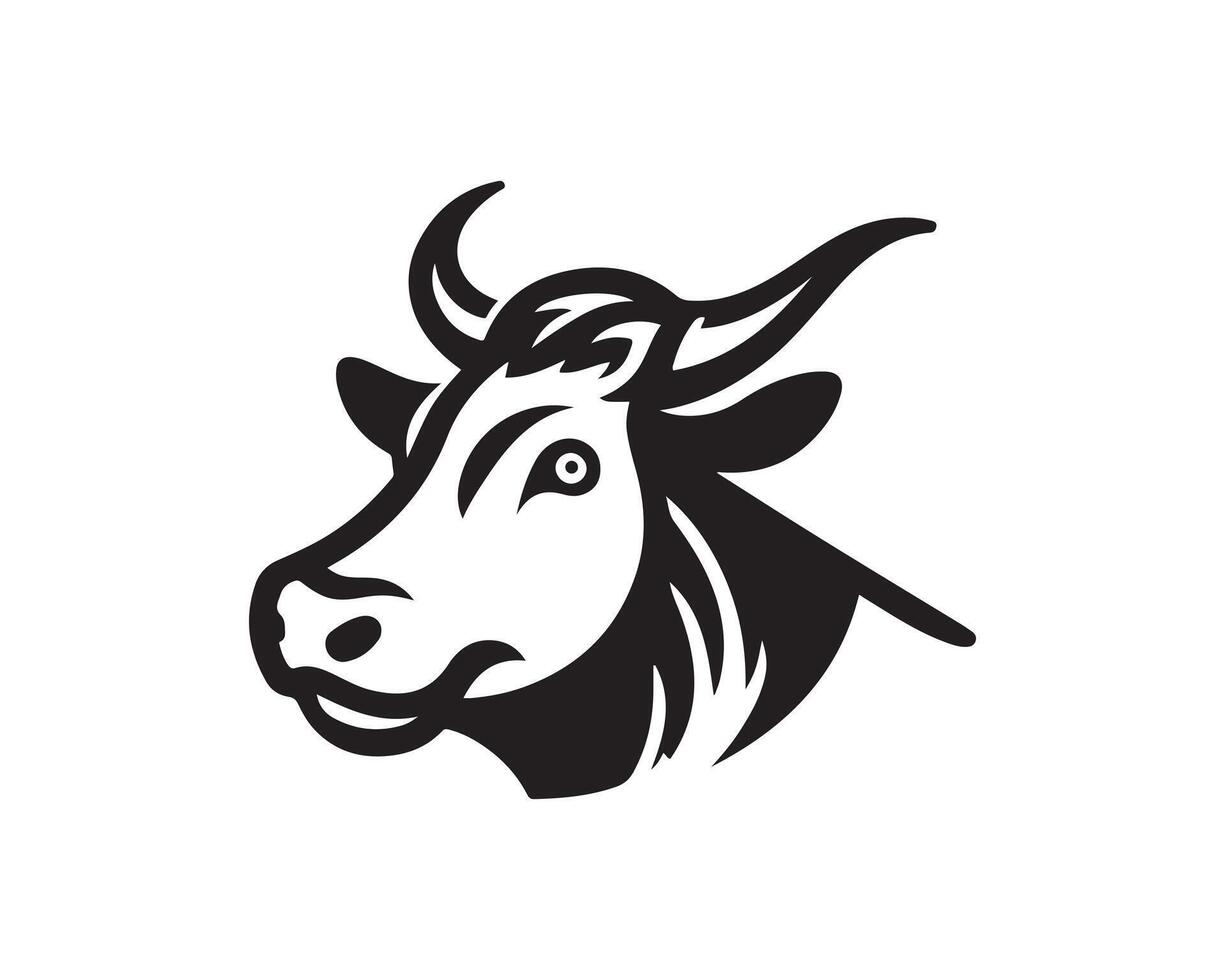 A black and white cow head logo vector