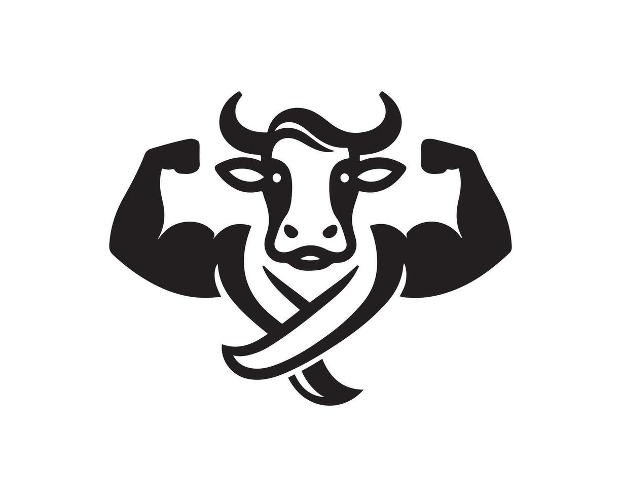 A bull is shown flexing his muscles vector