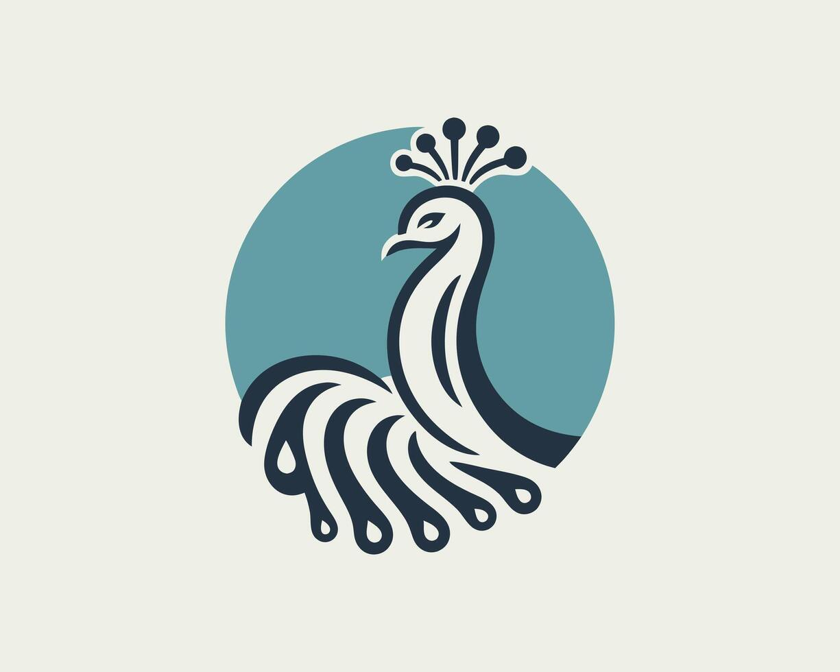 A peacock logo with a blue background vector