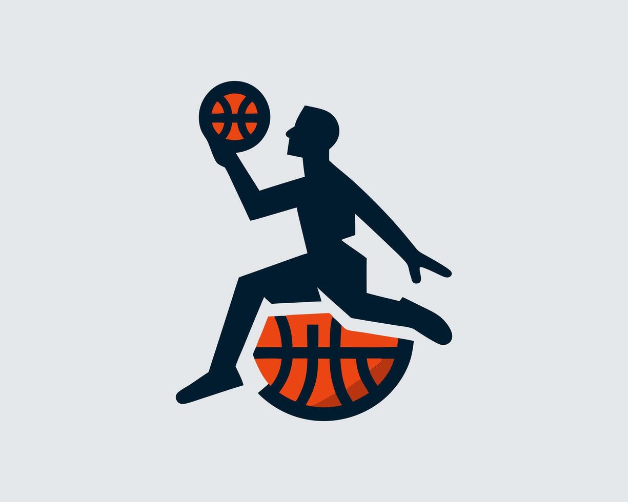 Basketball player with ball on his hand, logo design vector