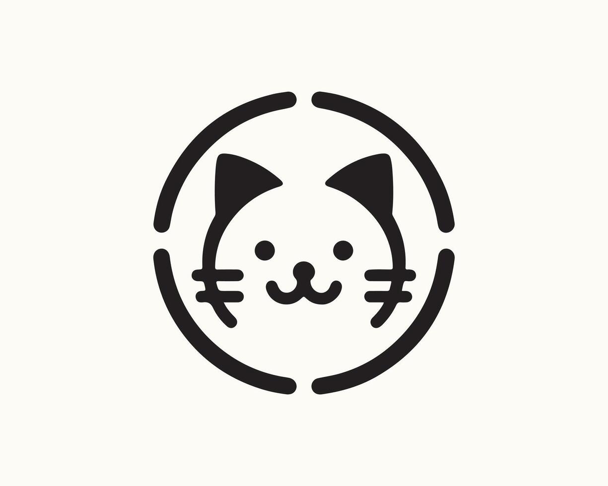 A cat's face is shown in a circle vector
