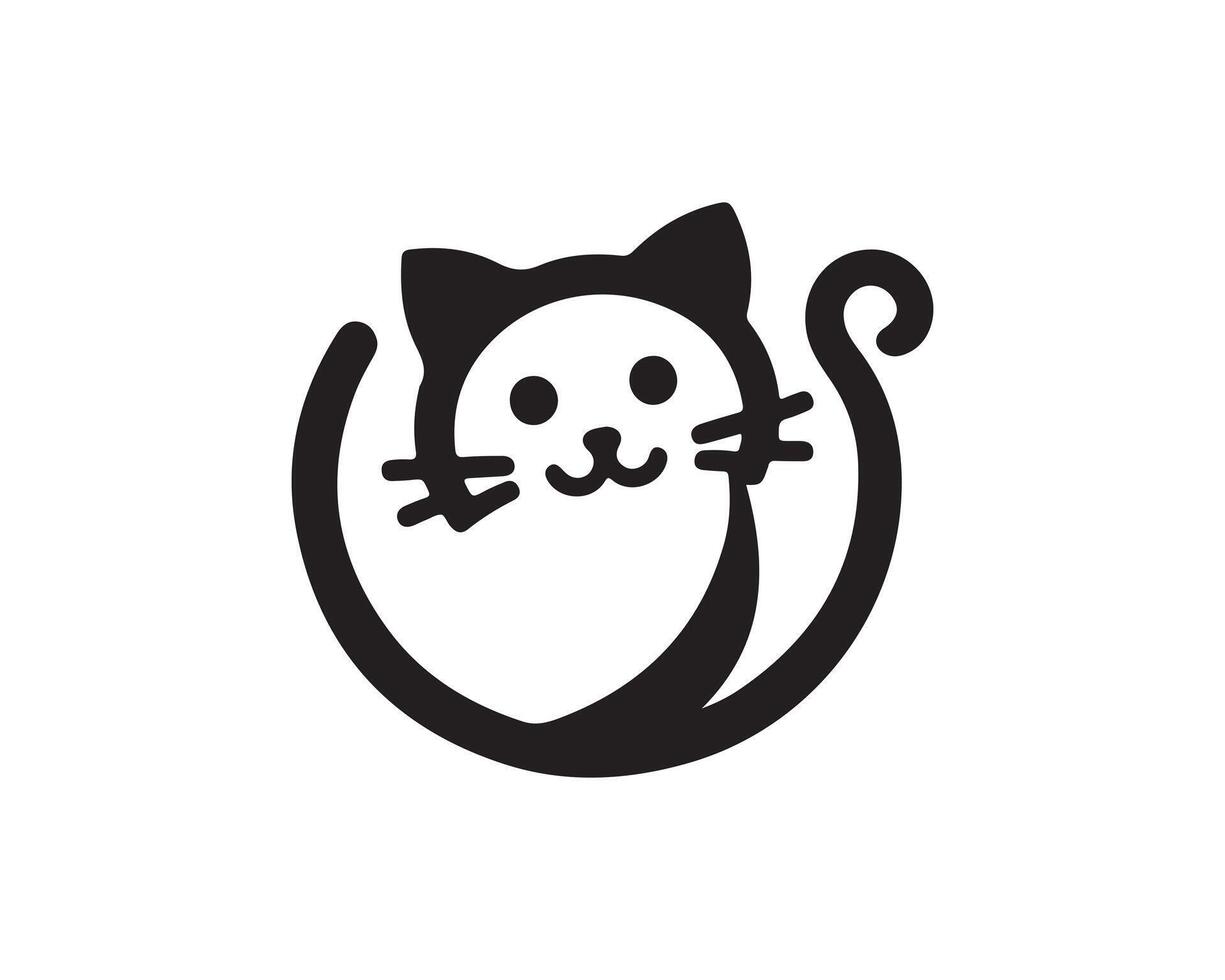 A black and white cat logo on a white background vector