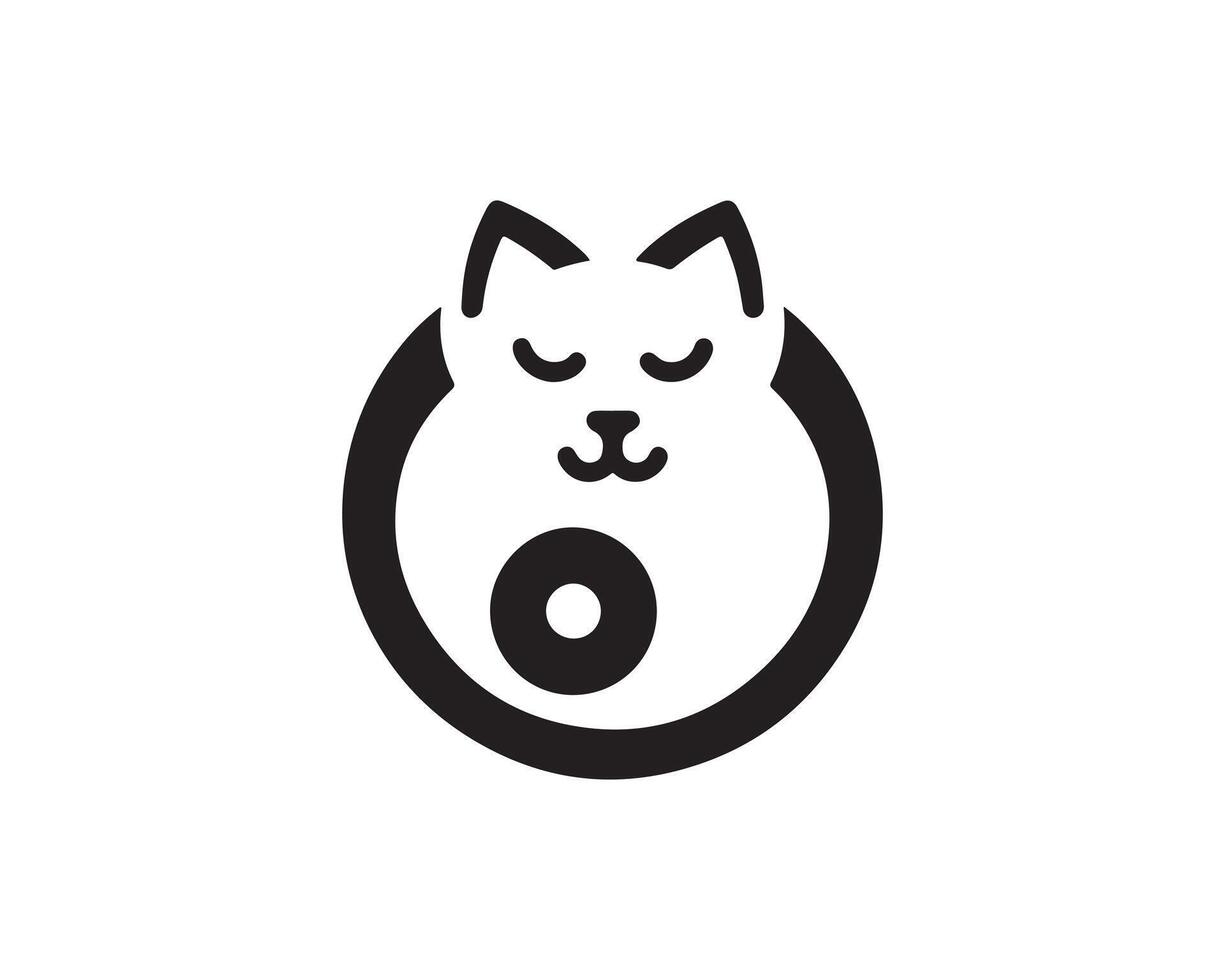 A black and white logo of a cat in a yin yang symbol vector