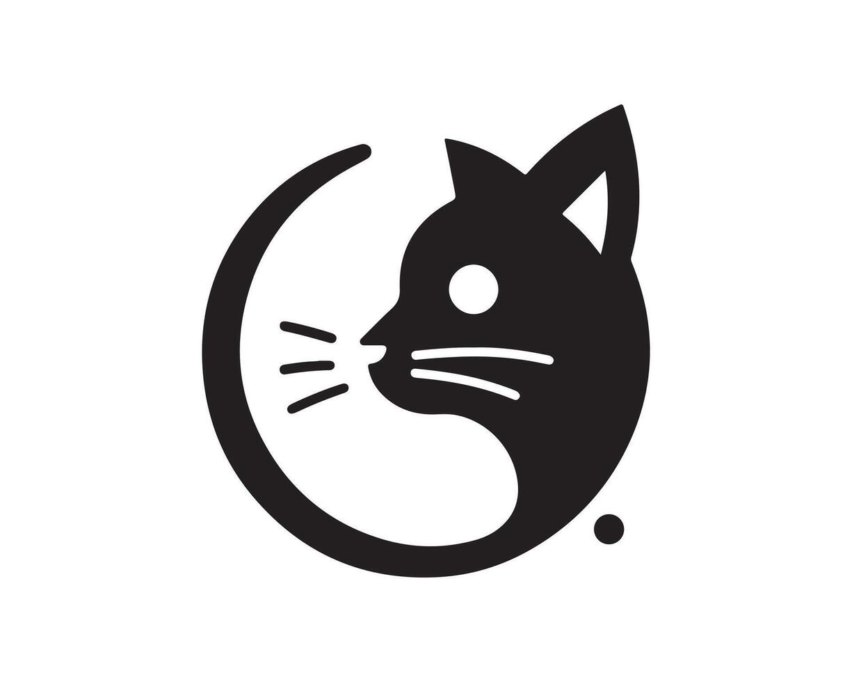 A black and white logo of a cat vector