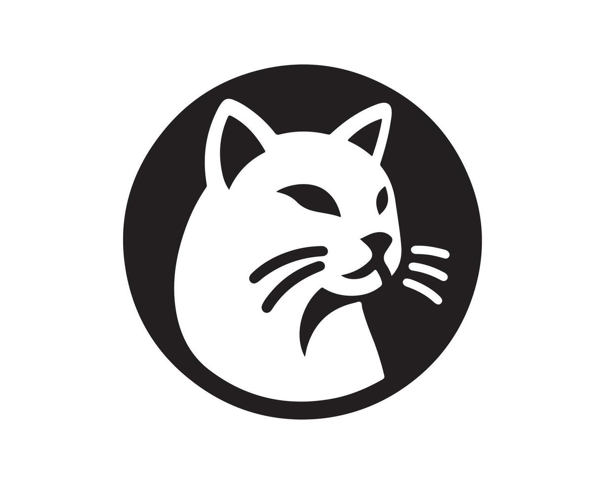 A black and white cat head logo vector