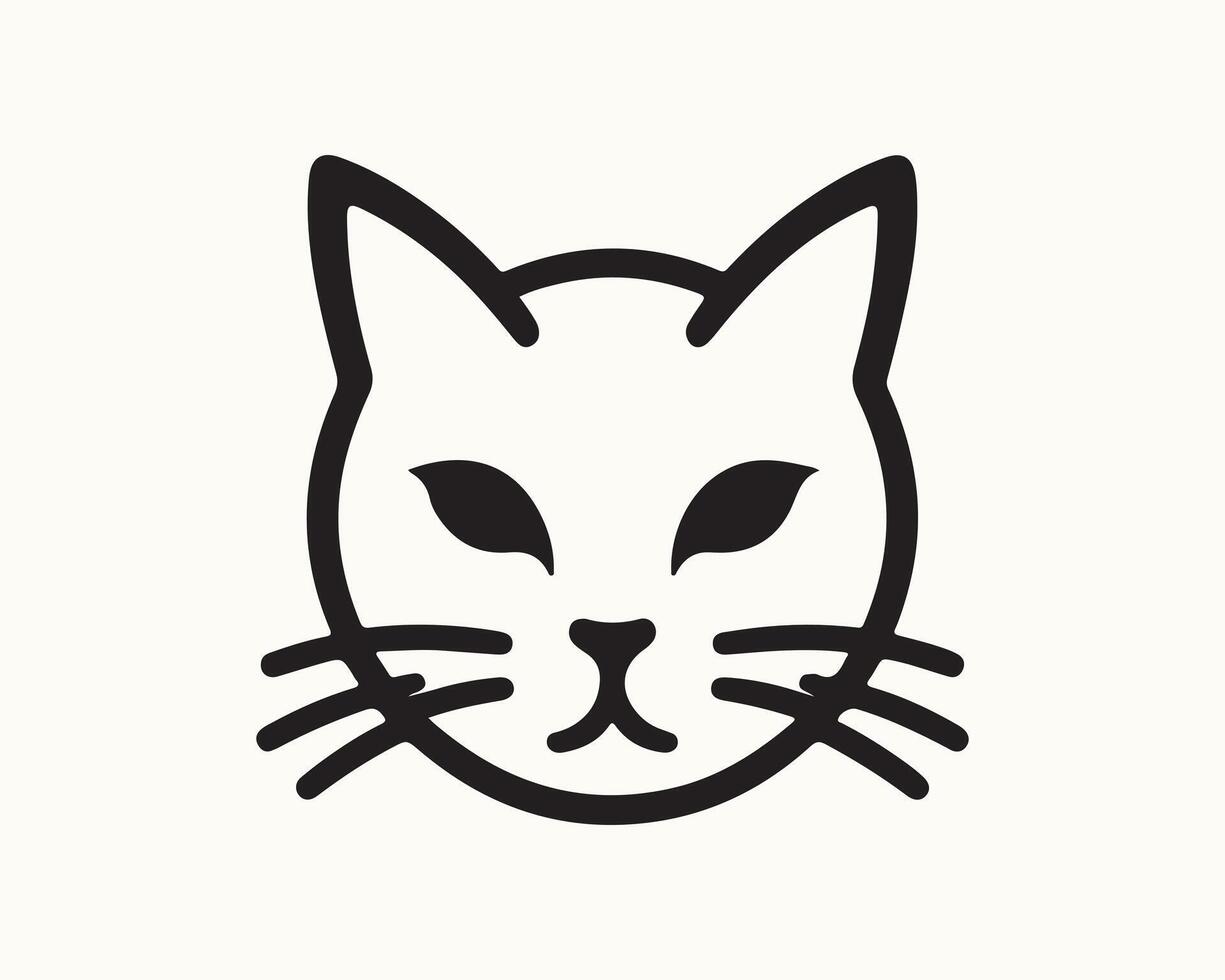 A black and white cat head icon on a white background vector
