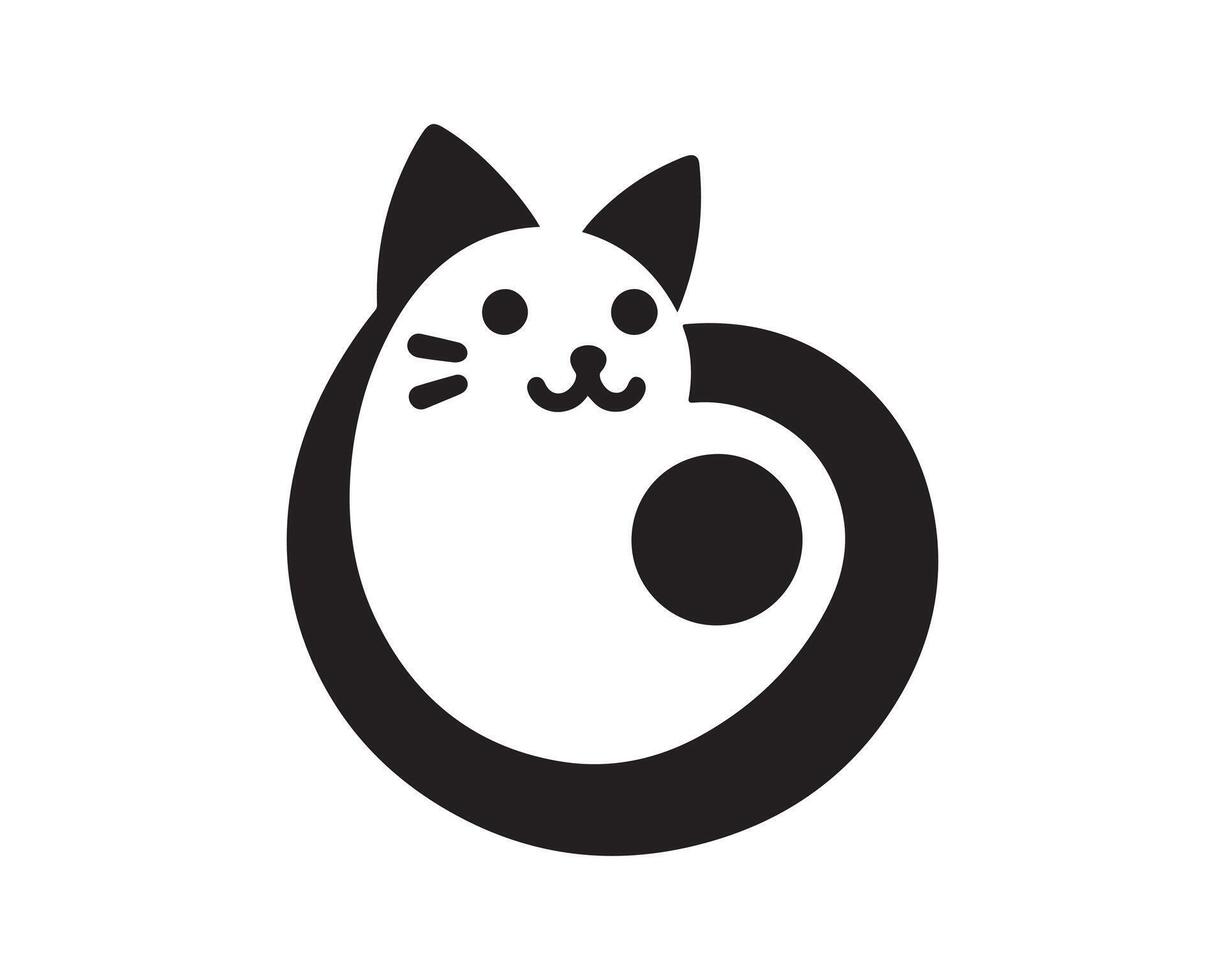 A black and white cat logo with a white background vector