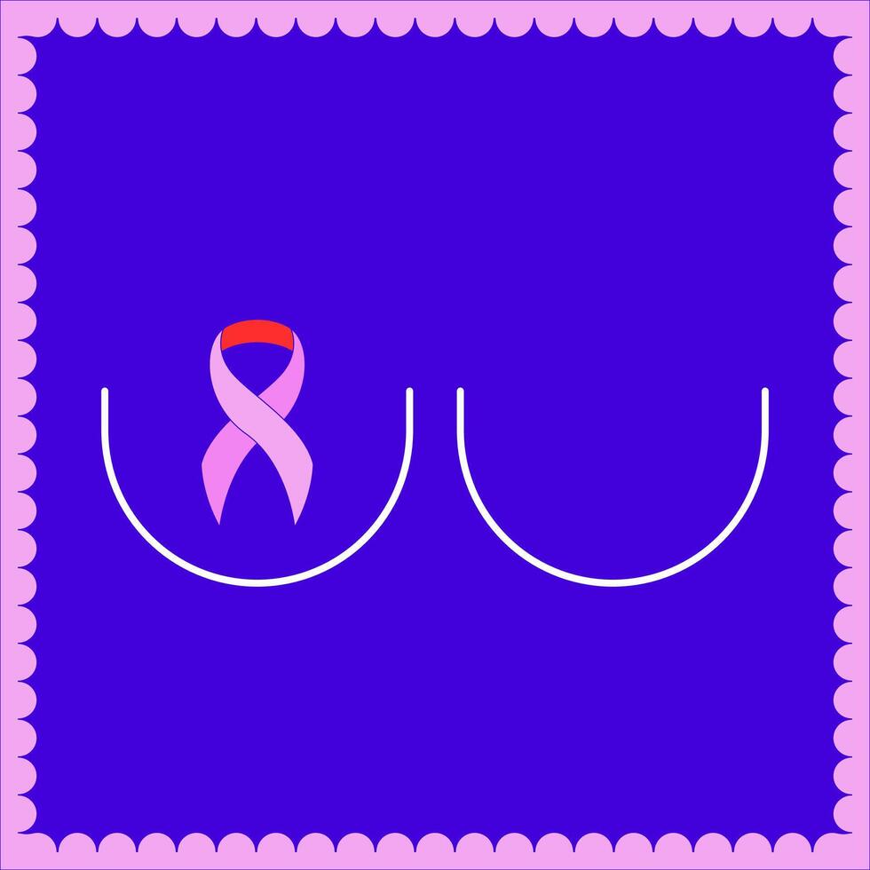 Breast cancer awareness card with pink ribbon cartoon flat illustration. Illness sympathy. Solidarity woman. Inspirational message with encouragement and hope 2D concept. colorful image vector
