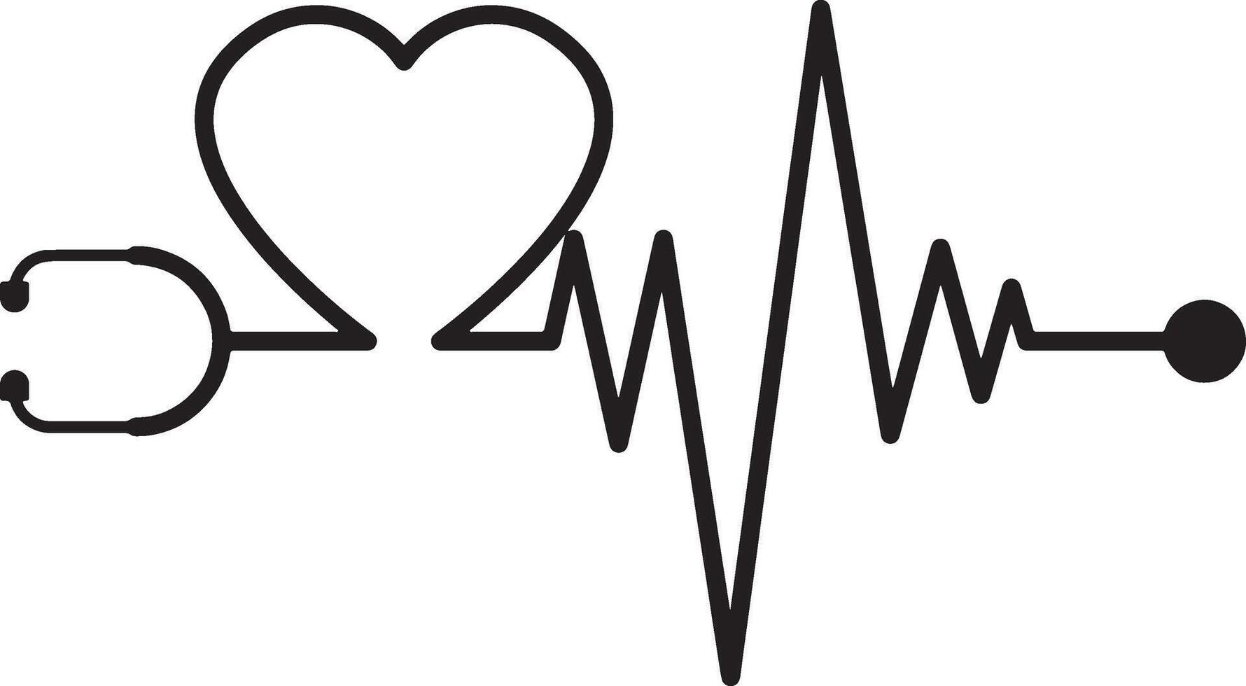 Heartbeat with Stethoscope illustration with white background. vector