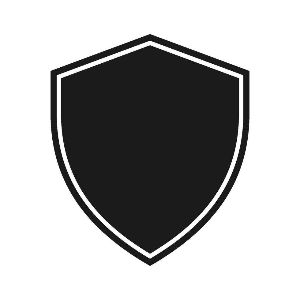 Shield logo template flat illustration, shielding icon in black and white color, security and protector symbol isolated on white vector