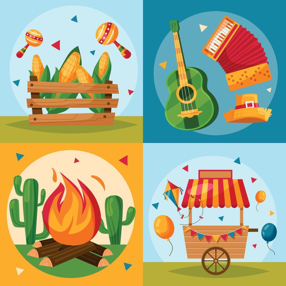 Festa Junina compositions in flat design vector