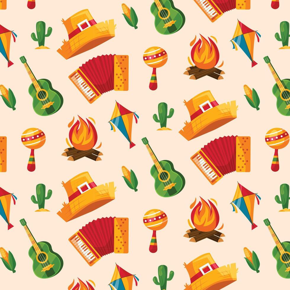 Festa Junina pattern in flat design vector