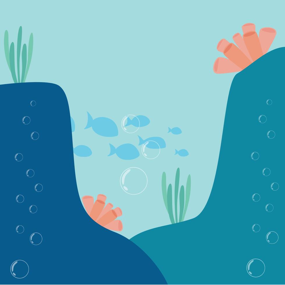 Two ocean cliffs Undersea Flat Background vector