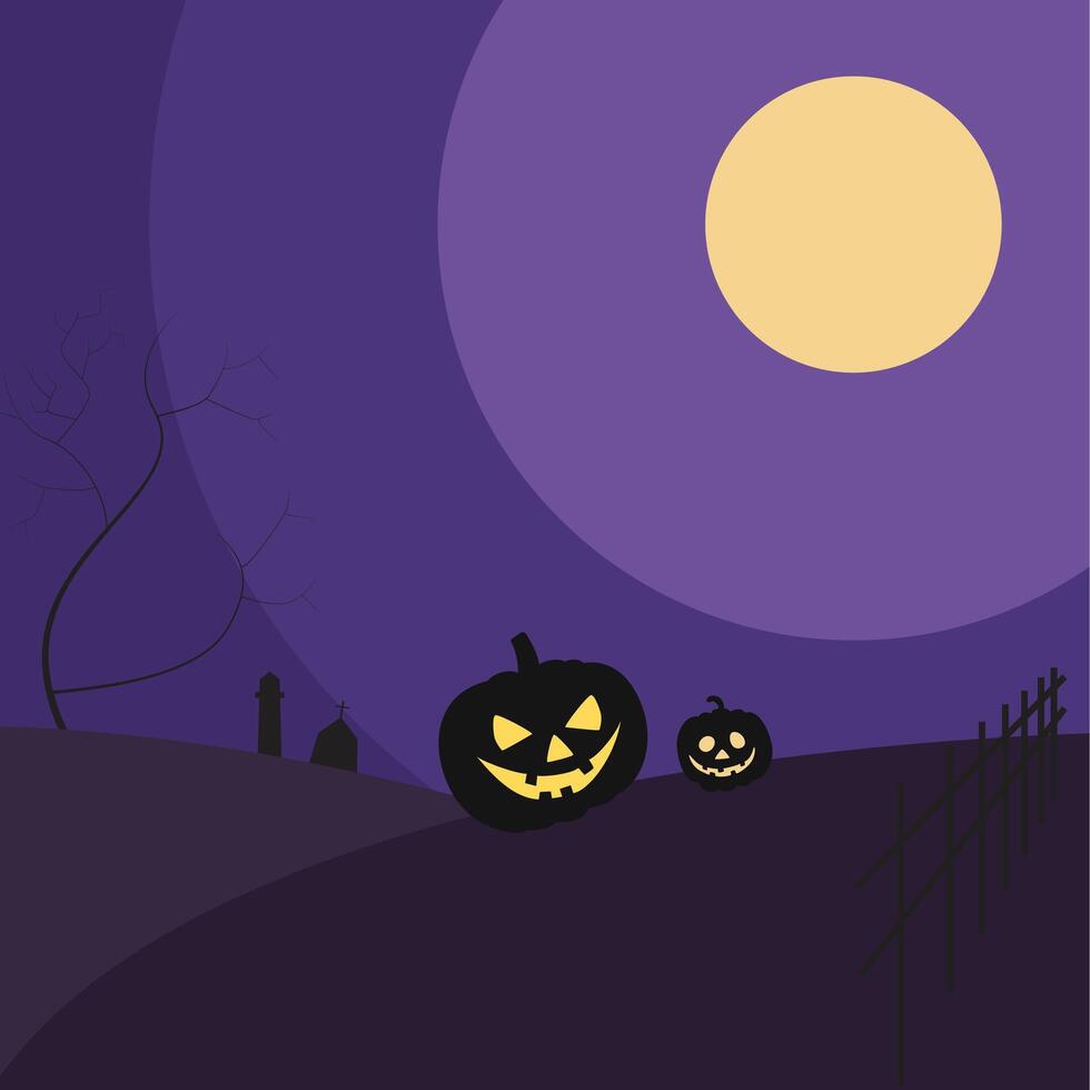 Spooky grave hills Halloween Flat Background vector