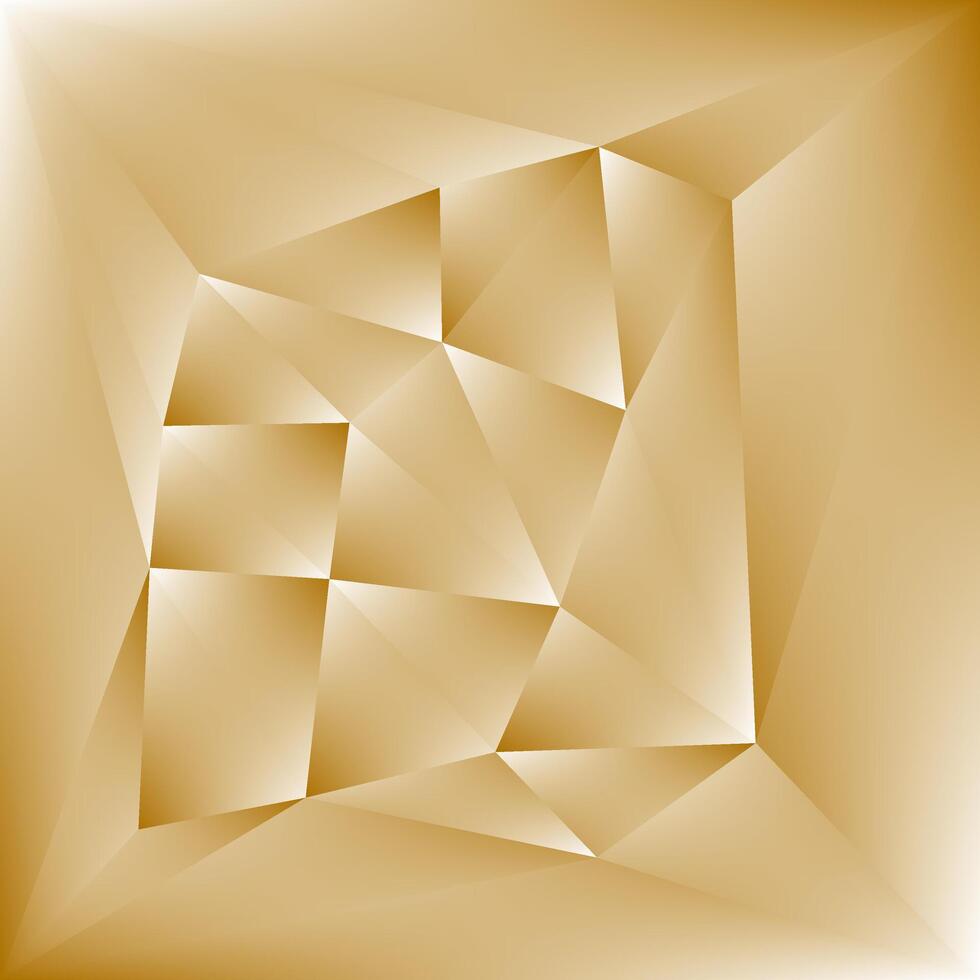Low poly golden triangle shapes background vector