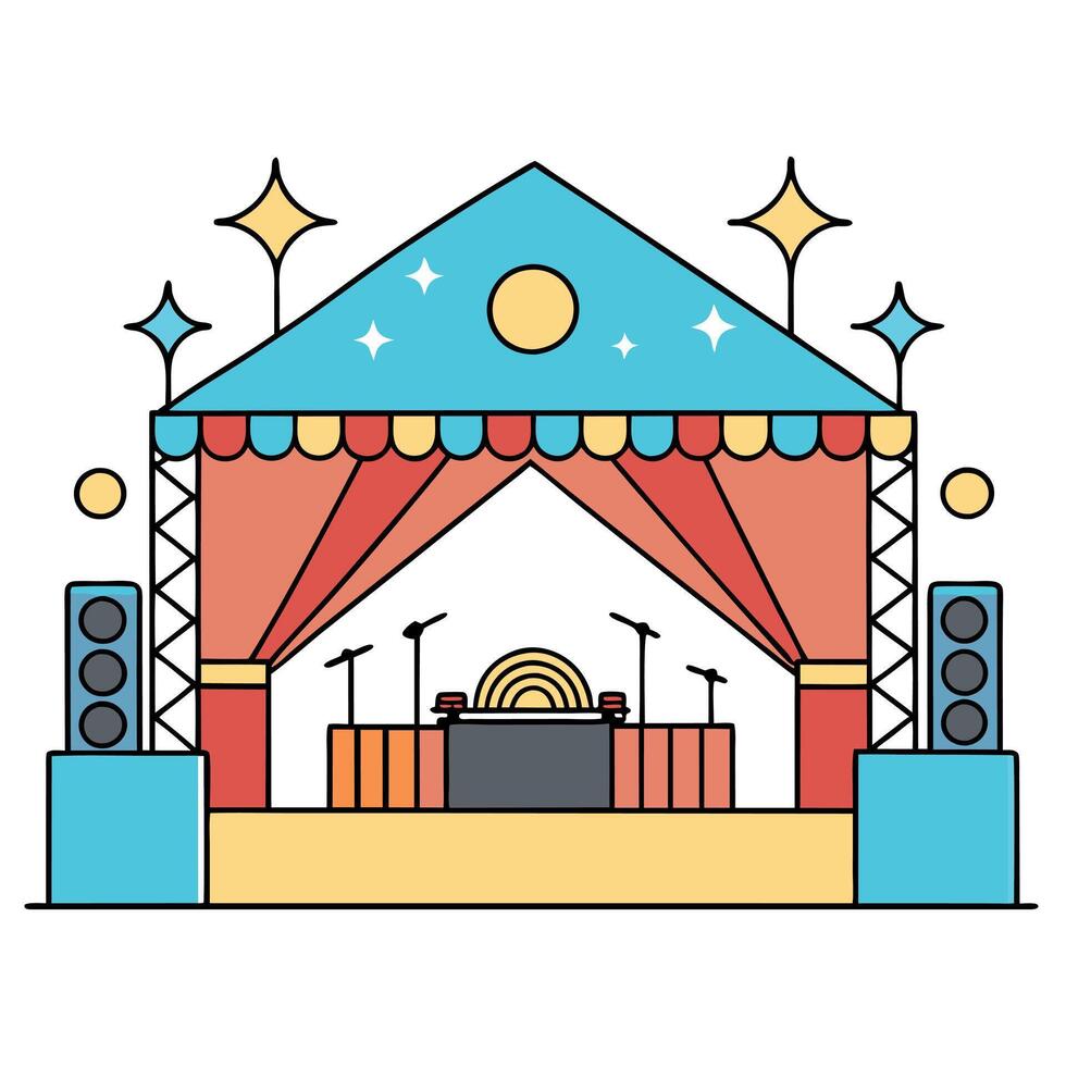 A stage with a stage and a microphone vector